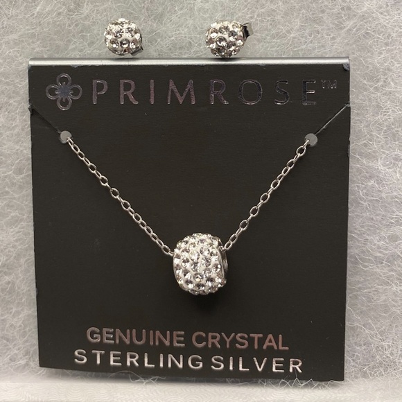 Fashion Jewelry Jewelry - Primrose Genuine Crystal Necklace with Crystal Earrings